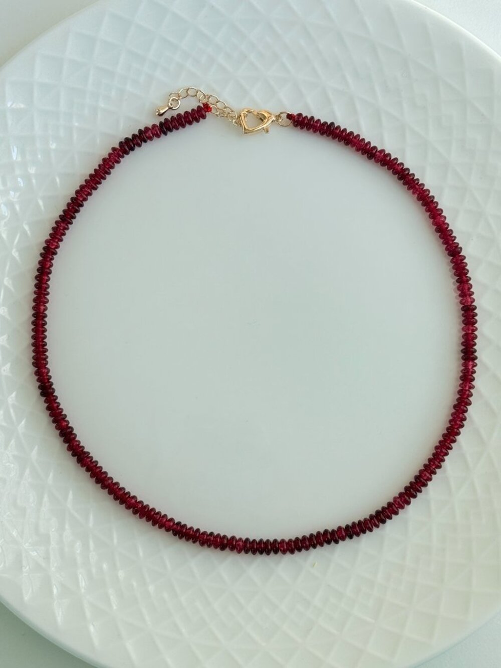 Ruby Red Gemstone Choker Necklace | Burgundy Beaded Necklace - Picture 7 of 8